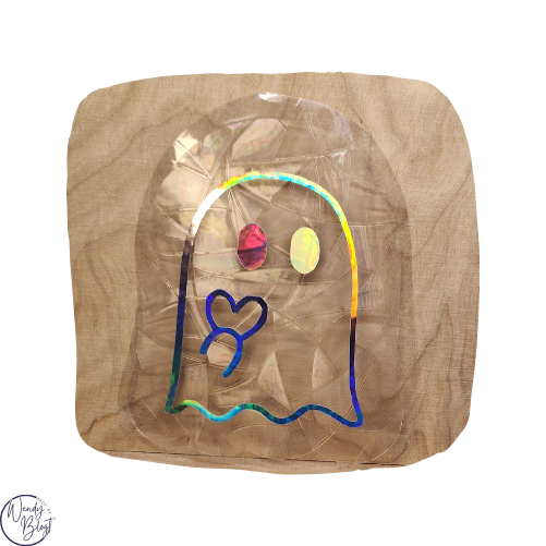 Raamsticker op statische regenboogfolie - Spook met hart