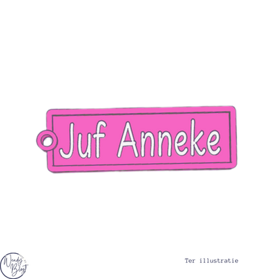 Gepersonaliseerde 3D Geprinte Sleutelhanger Juf / meester