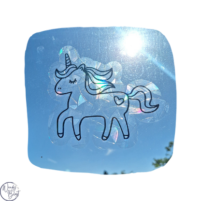 Raamsticker op statische regenboogfolie - Unicorn