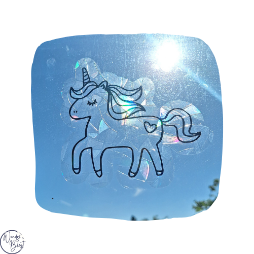 Raamsticker op statische regenboogfolie - Unicorn