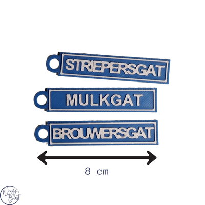 3D-geprinte (Plaatsnaam) Sleutelhanger - 8cm Plaatsnaam