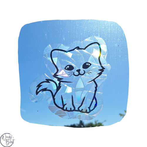 Raamsticker op statische regenboogfolie - Poes