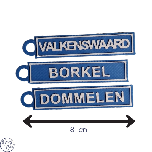 3D-geprinte (Plaatsnaam) Sleutelhanger - 8cm Plaatsnaam