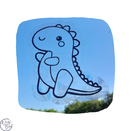 Raamsticker op statische regenboogfolie - Dinosaurus