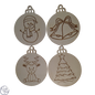 Set van 4 Kerstballen met Illustraties om in te kleuren