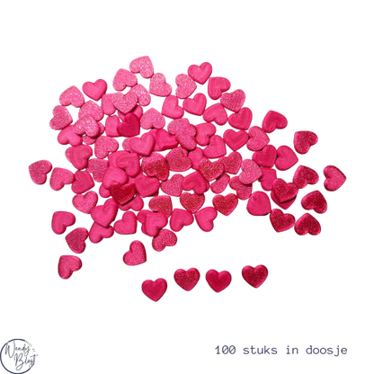 100 Roze 3D-geprinte Hartjes in een doosje