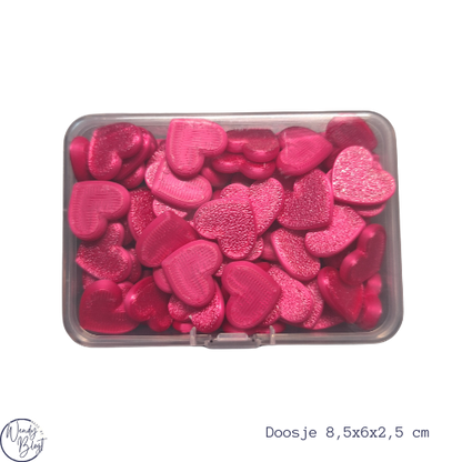 100 Roze 3D-geprinte Hartjes in een doosje