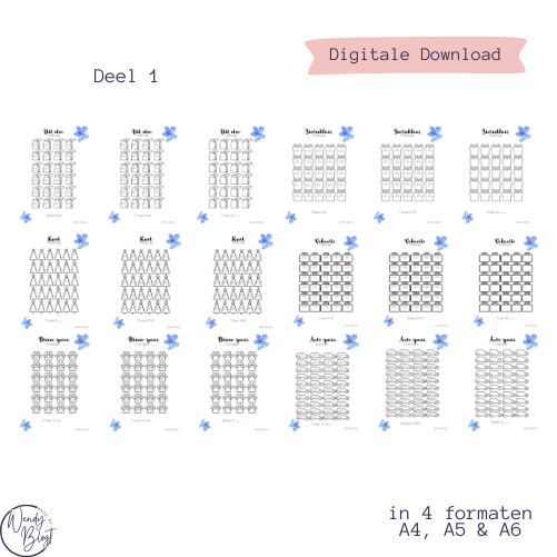 41 spaarchallenges A4,A5,A6 en A6 binder