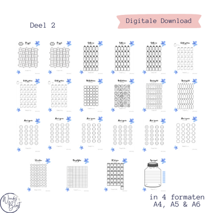 41 spaarchallenges A4,A5,A6 en A6 binder