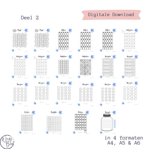 41 spaarchallenges A4,A5,A6 en A6 binder