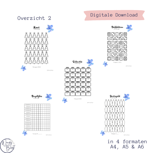 41 spaarchallenges A4,A5,A6 en A6 binder