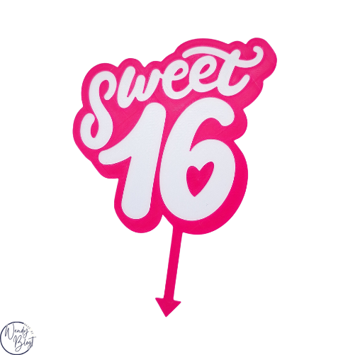 3D Geprinte Taarttopper Sweet 16