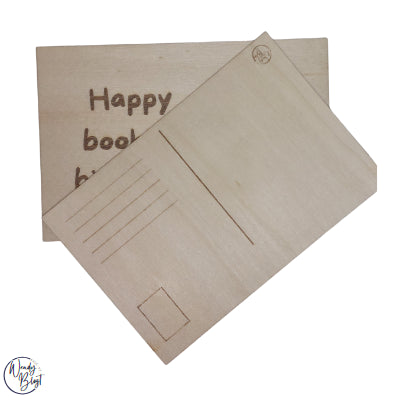 Houten kaart "Bookish Birthday"