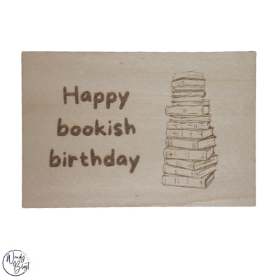 Houten kaart "Bookish Birthday"