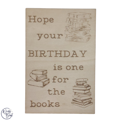 Houten kaart "Birthday for the books"
